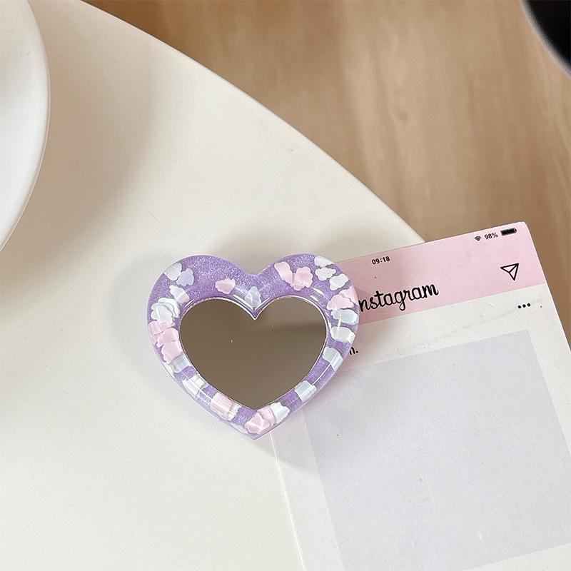 Creative Heart Mirror Phone Stand: Telescopic, Folding, Portable, Stable Desktop Holder