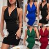 European and American Sexy Women's Clothing New Spring and Summer Fashion Split Bow Halter Neck Short Dress Women