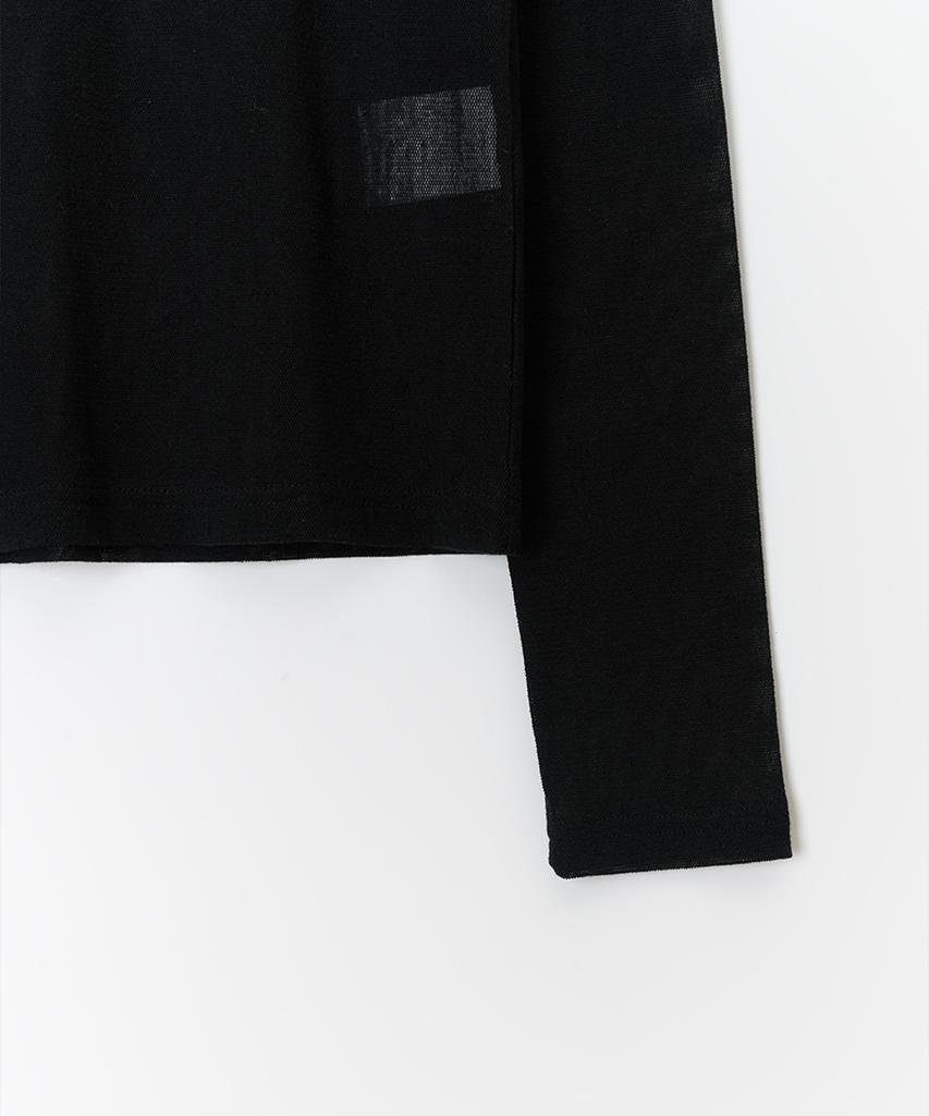 JBYRARA See-Through Mesh Signature T-Shirt_Black