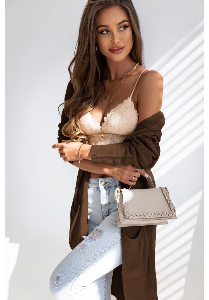 2026 Spring/Summer Women's Casual Knit Batwing Cardigan with Pockets - Loose, Mid-Length, Short Sleeve Outerwear