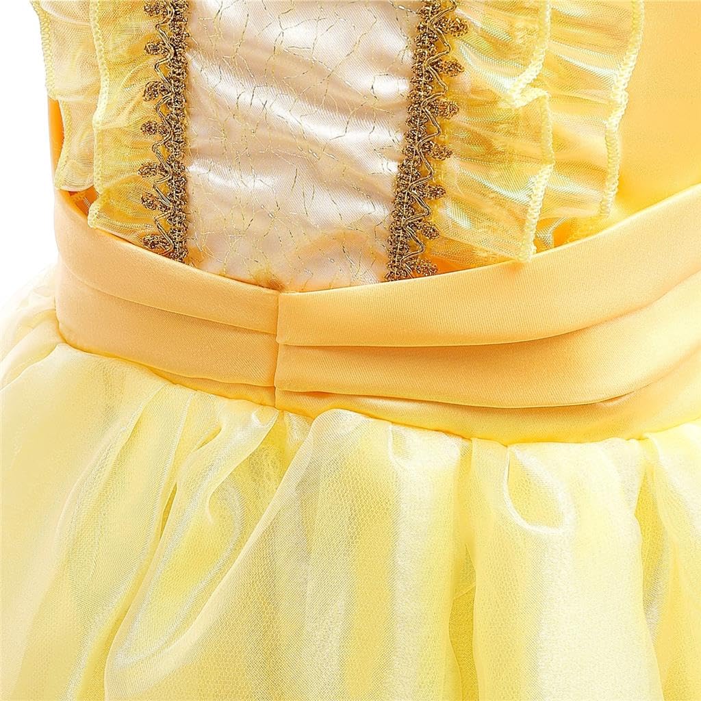 Dressy Daisy Belle Cosplay Princess Costume for Toddler Beauty and the Beast Dress with Size Ages Halloween Costume Girls, Skirt, Yellow, 100, 2-3,