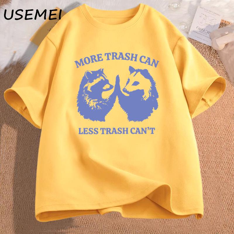 Men s T-shirts More Trash Can Less Trash Can t Graphic T-shirt Mens Clothing Tshirt Printed Cotton Short Sleeves Tees L жёлтый