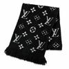 Great Scarf Escalp Logo Mania Shine Black Wool Women M75833 Used
