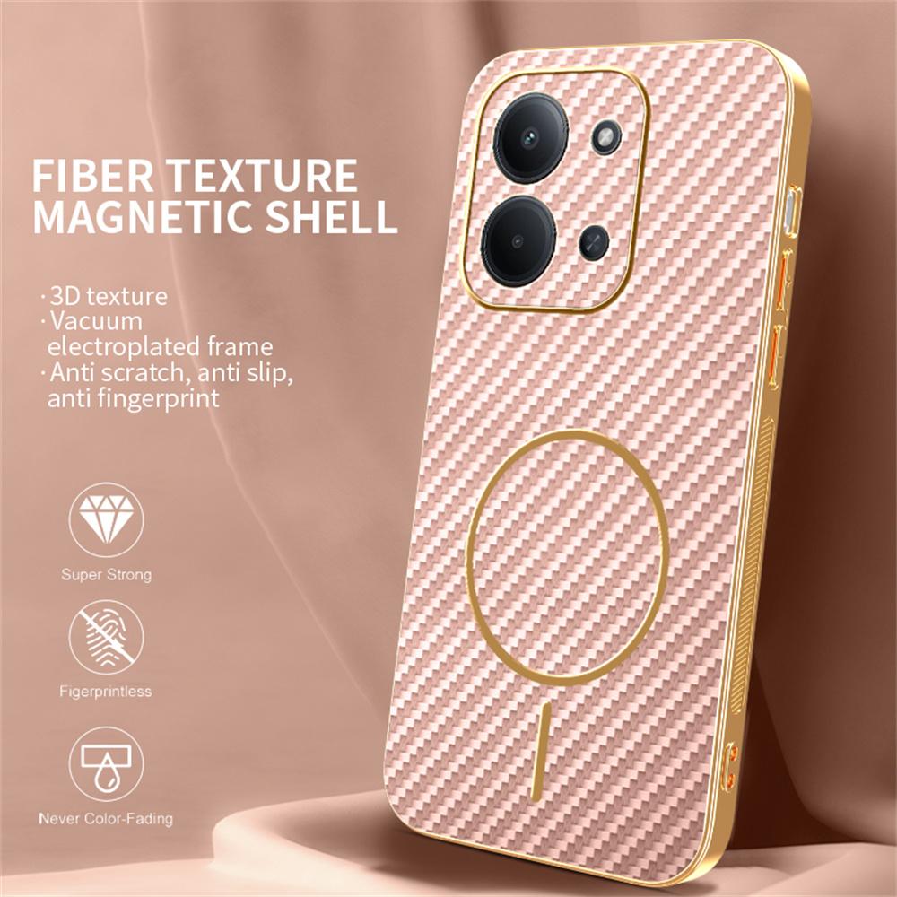For Xiaomi Redmi 15C 4G (Global) (171mm) Phone Case Carbon Fiber Textured Electroplated TPU Back Cover