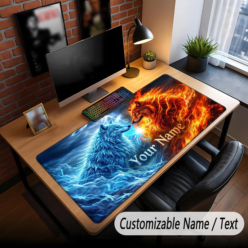 Vlčí téma Vlastní podložka pod myš Personalizovaná jménem Textem Přizpůsobená podložka na stůl Pro kancelář Domácí dekorace