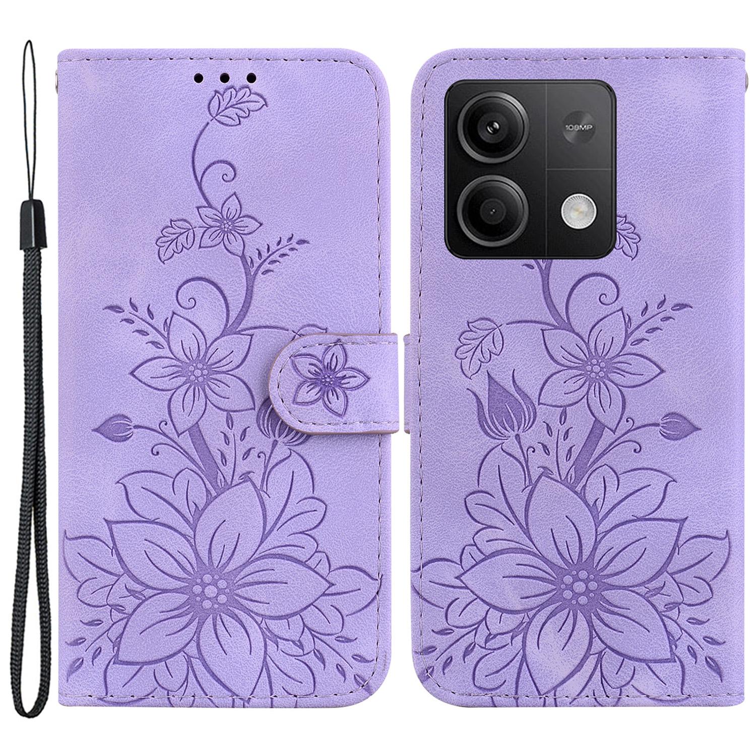 

Для Xiaomi Redmi Note 13 5G/Note 13 5G (Китай) Кожаный чехол-бумажник с цветочным рисунком Purple