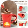 Caneca de Fondue de Chocolate Derretido Cerâmica Queijo Manteiga Aquecedor Panela Canecas de Chocolate Derretido com Garfo Vela Kit Derretedor de Fondue para Casa