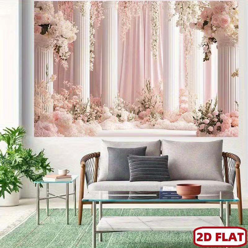 2D Blush Pink Floral Studio Backdrop Wedding Photoshoot Background