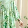 Women Plus Size Floral Print Maxi Dress  Casual Loose Long Sleeve O Neck Oversize Long Hat Dress 8109