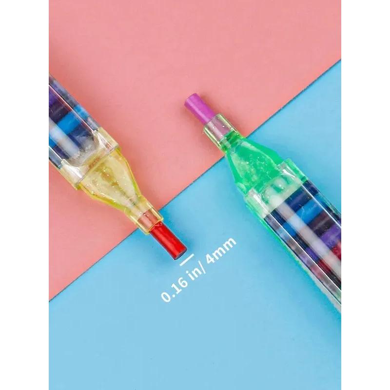 20-Color Interchangeable Core Crayons (4pc) - Oil Painting & Washable Paintbrush 2-in-1, Ideal for Students, Fancy Graffiti, Ric