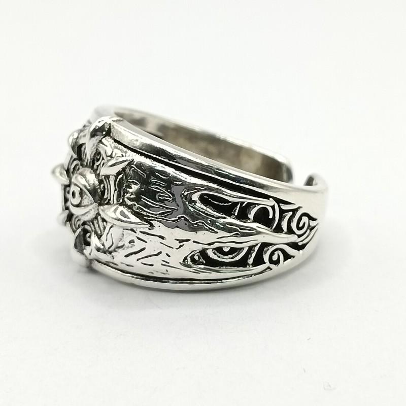 Adjustable Open Ring Men Women Vintage Eye Motif Geometric Copper Jewelry Retro Style Statement Piece