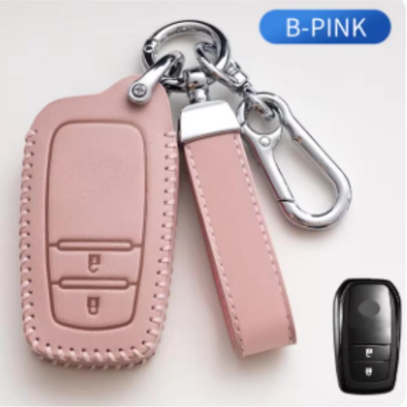 Genuine Leather Auto Smart Key Fob Cover Case Fit For Toyota Rav4 Crown Hilux Fortuner Camry Land Cruiser Prado Protect Housing Remote Auto