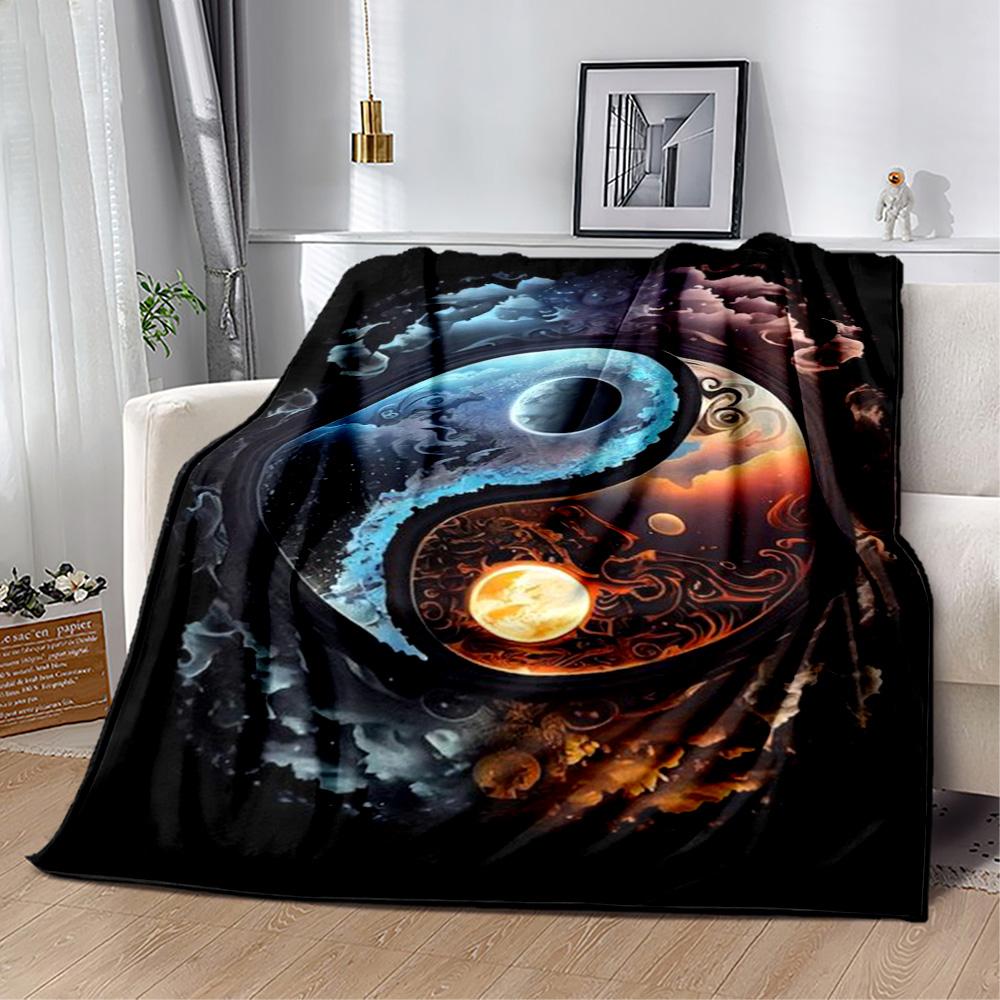 Yingyang Blanket Durable Comfort Perfect for Office Chair Office Picnics Four Seasons Universal Digital Print