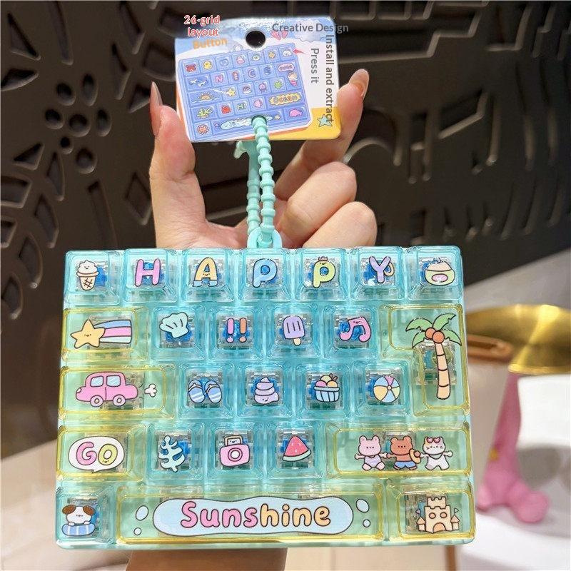 26-Tasten Fidget-Button Schlüsselanhänger BPA-freies sensorisches Dekompressionsspielzeug Wasserdichter Taschenanhänger für Outdoor-Ausflüge
