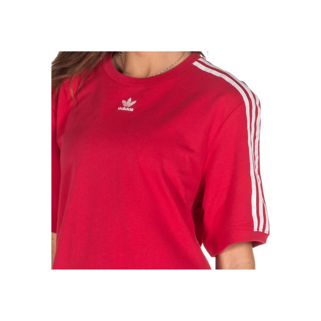 Adidas Originals Striped Short Sleeve Dress Women Dresses Purple Red ED5863