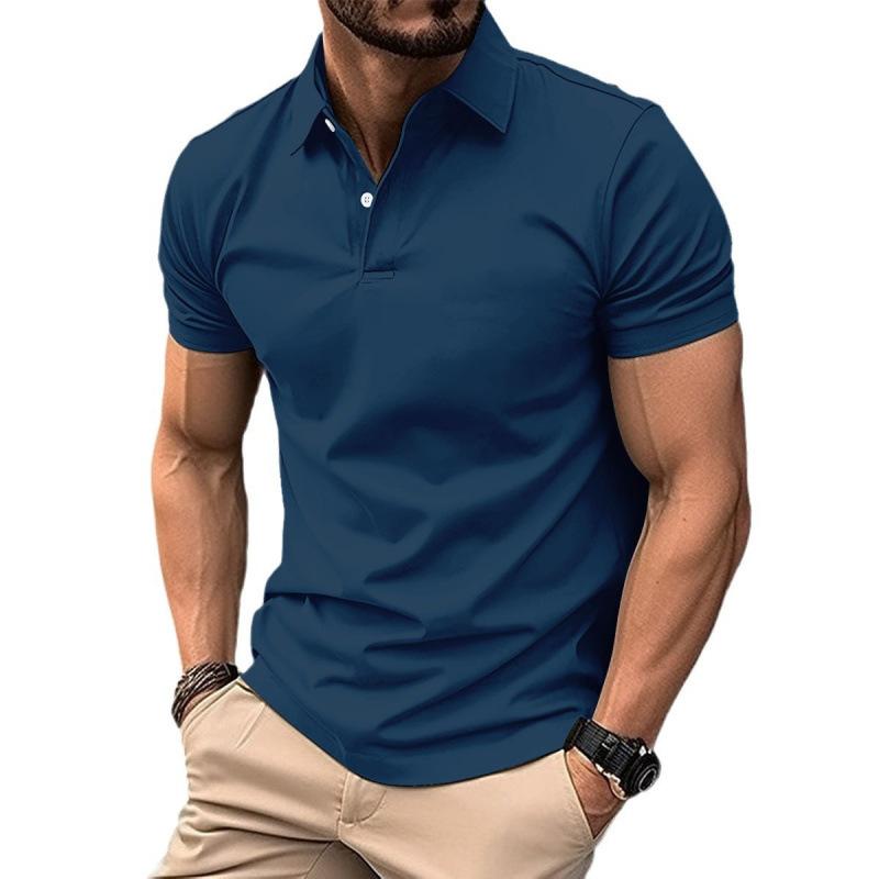 Short Sleeve POLO Shirt Button Solid Color Men's Sweatshirt