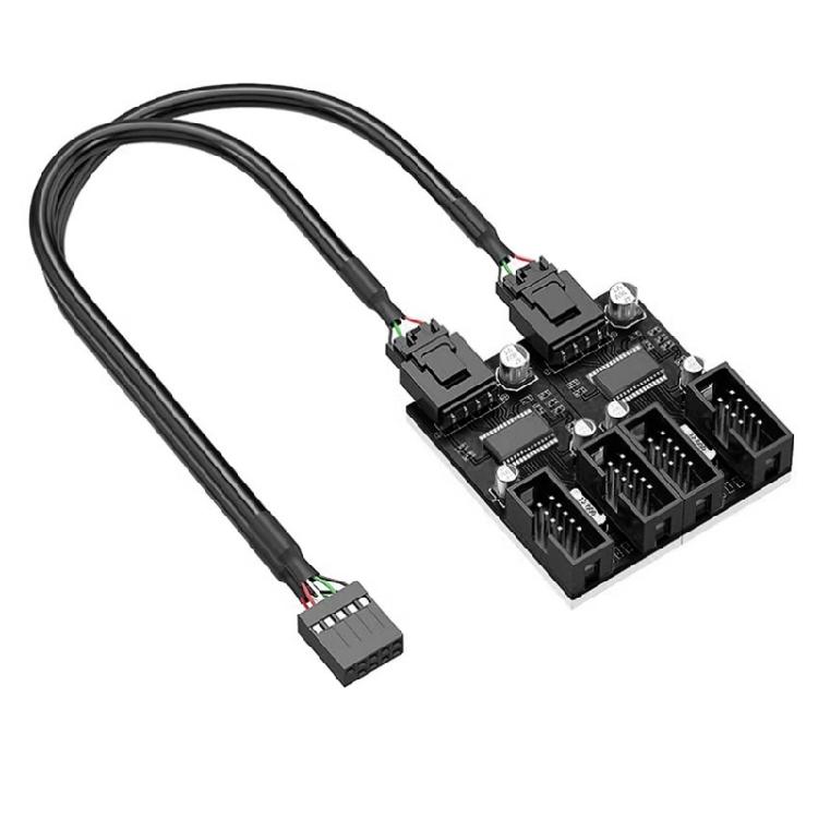 USB 2.0 9Pin Header Male to 2/4 9Pin Female Adapter Cable for Motherboards Internal Port Multiplication