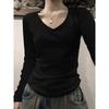 American Style Slim Fit Gray Long Sleeve Women's T-Shirt - Autumn/Winter Wear
