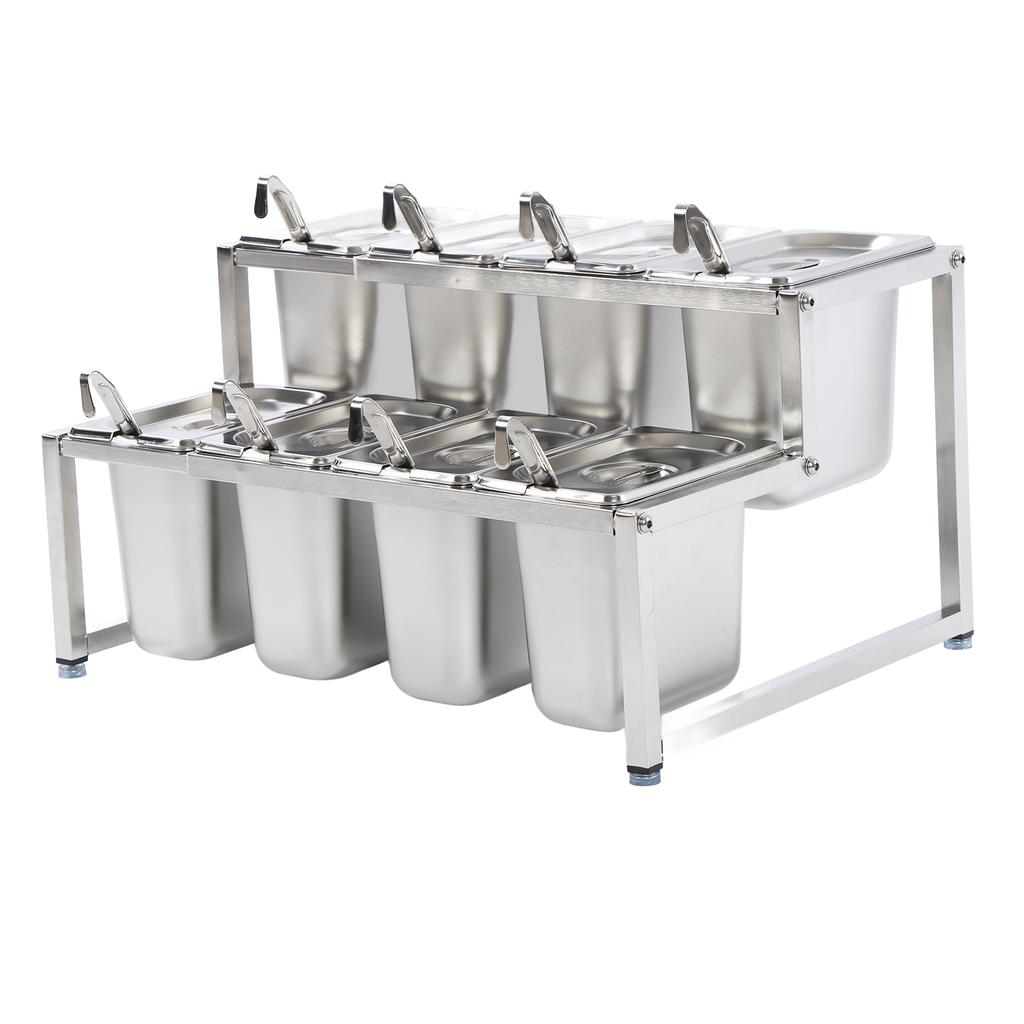 Telescopic Condiment Dispenser Dual Layers Stainless Steel Jam Pot Rack for Milk T Shop Household
