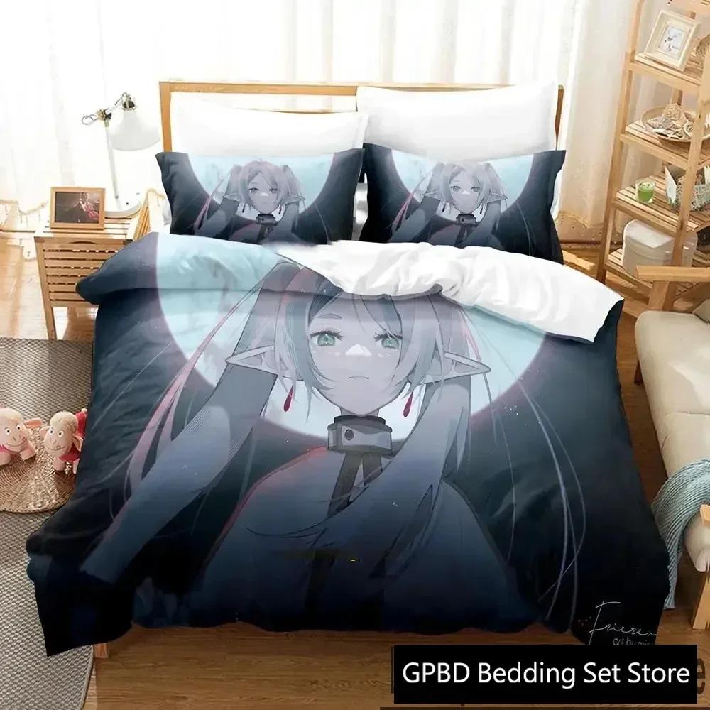 3D Print Anime Frieren Comfortable Duvet Quilt Cover Pillowcase Bedding Set Children Bedroom Decoration Home Textile