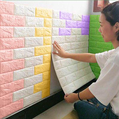 1/5/10PCS 70*38cm Schaum 3d Dreidimensionale Wand Aufkleber Selbst-klebe Tapete Anti-kollision weiche tasche dekorative wasserdichte Wand Tapete