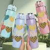 1PC Be Kind Multi Hearts 750ml Color Plastic Sports Water Bottle Leakproof Flip Straw Lid Suitable for Sports Office Home Use