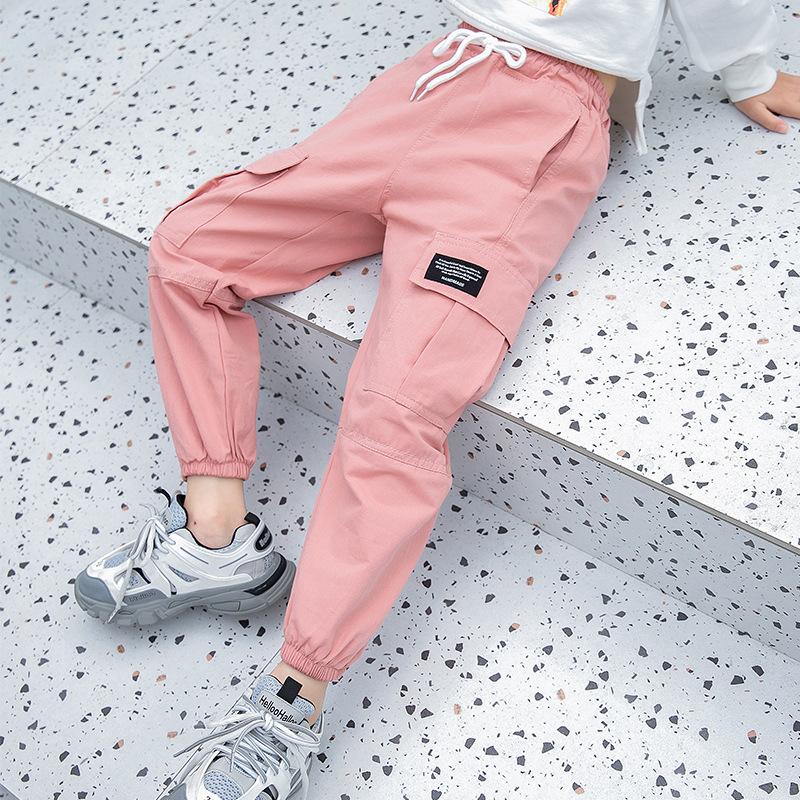 Spring Kids Girls Cotton Sport Pants Casual Camouflage Printed Teenage Girls Cargo Pants Children Trousers Beam Foot Pants Pink