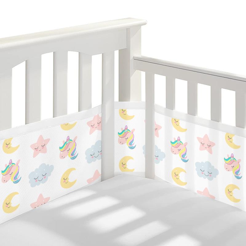 Breathable Mesh Crib Liner for Standard-Size Cribs (1 Panel 340x30 cm + 1 Panel 160x30 cm)