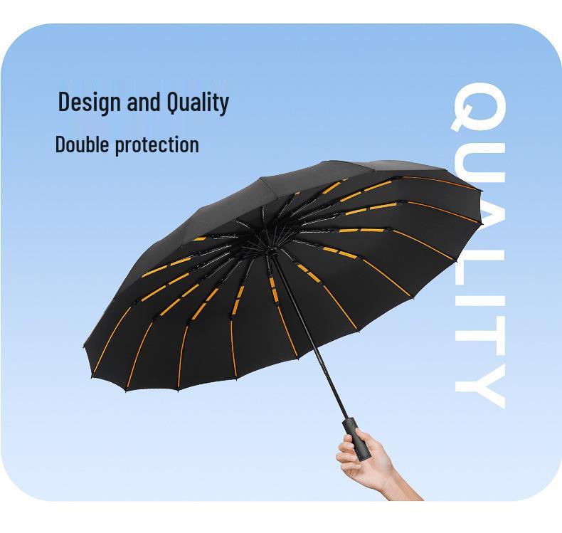 Large Windproof Automatic Folding Umbrella for Men and Women - Reinforced, Dual-Use for Sun and Rain