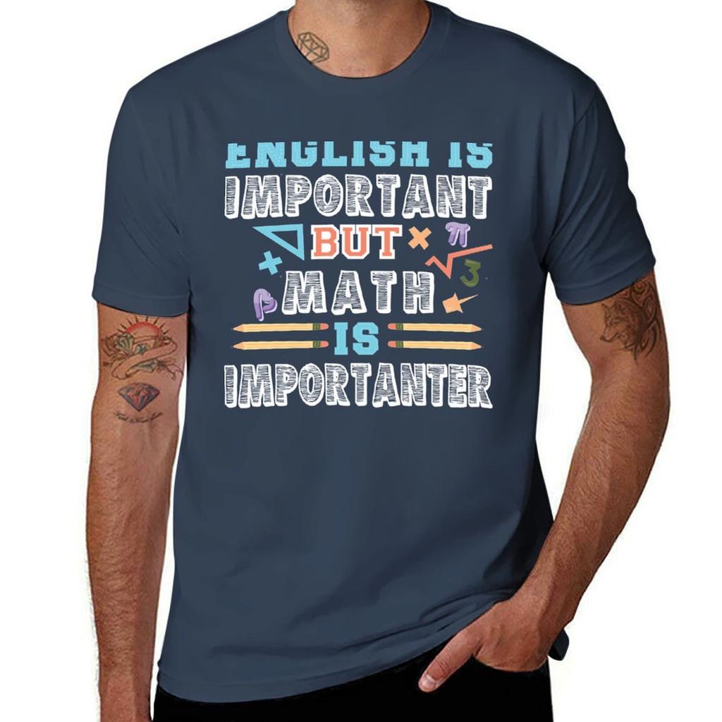 English Is Important But Math Is Importanter Tshirt Basic Short Sleeve Cotton Blend Tshirt