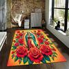Virgin Mary with Red Roses Carpet Non-slip Rug Suitable for Living Room and Bedroom Sofas
