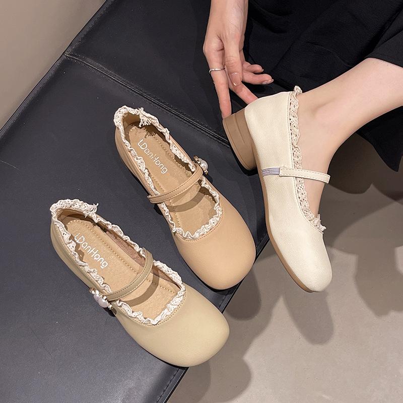 2025 new summer skirt evening shoes shallow mouth Lolita small leather shoes French low heel Mary Jane single shoes women