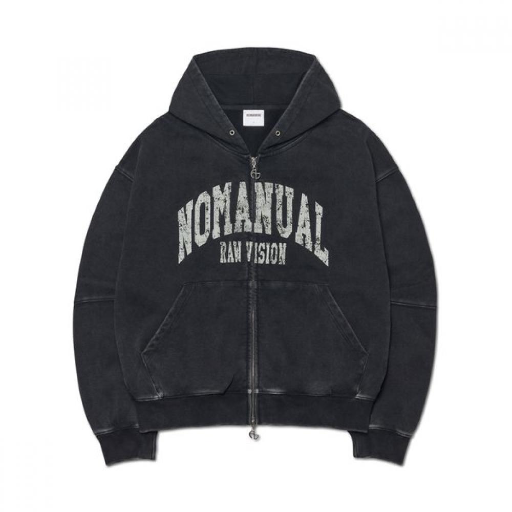 C.a Vintage Hooded Zip Up   Washed Black S