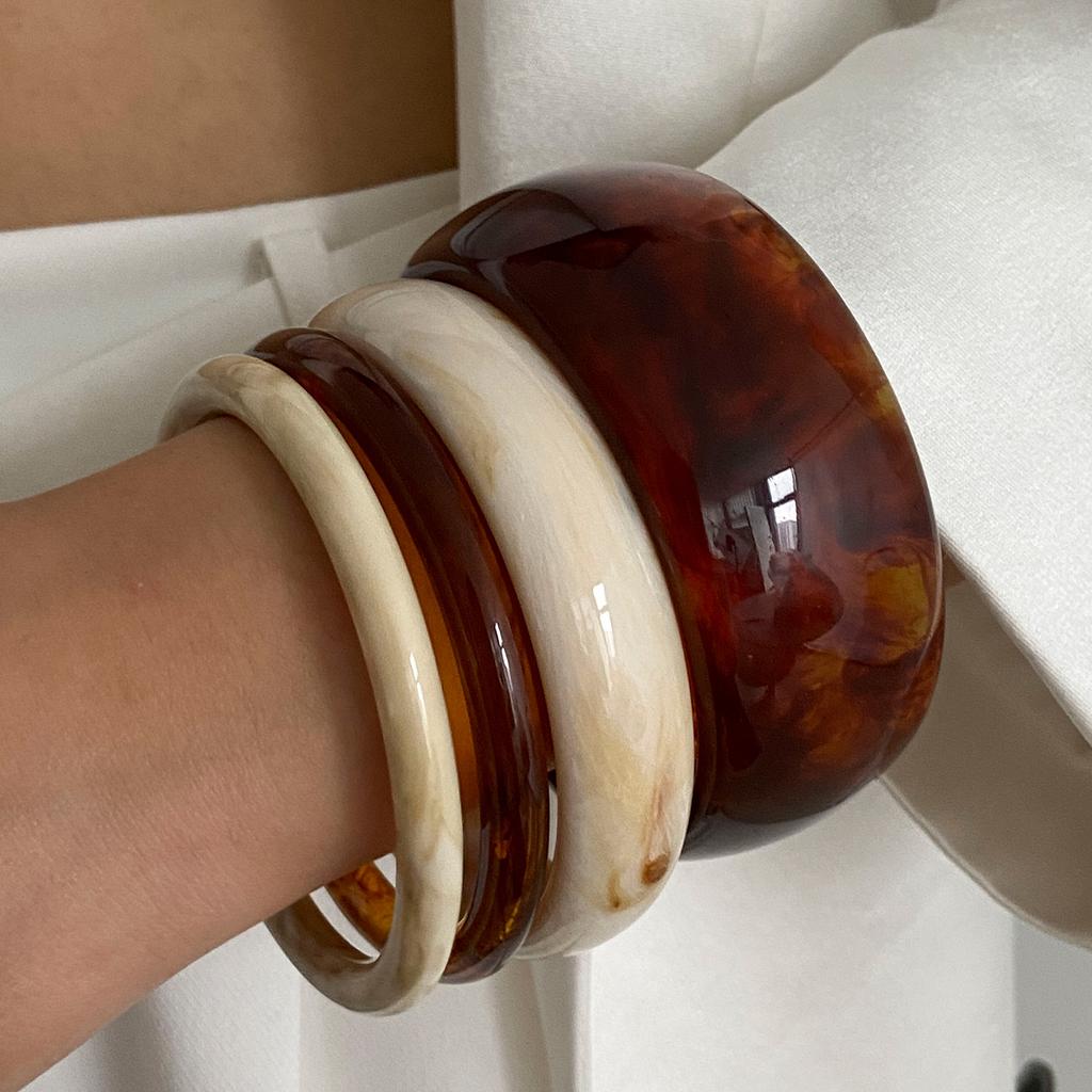Ingemark 4 Styles Creative Vintage Resin Bangles For Women 2026 Trendy Party Birthday Beach Charm Bracelet Jewelry Accessories