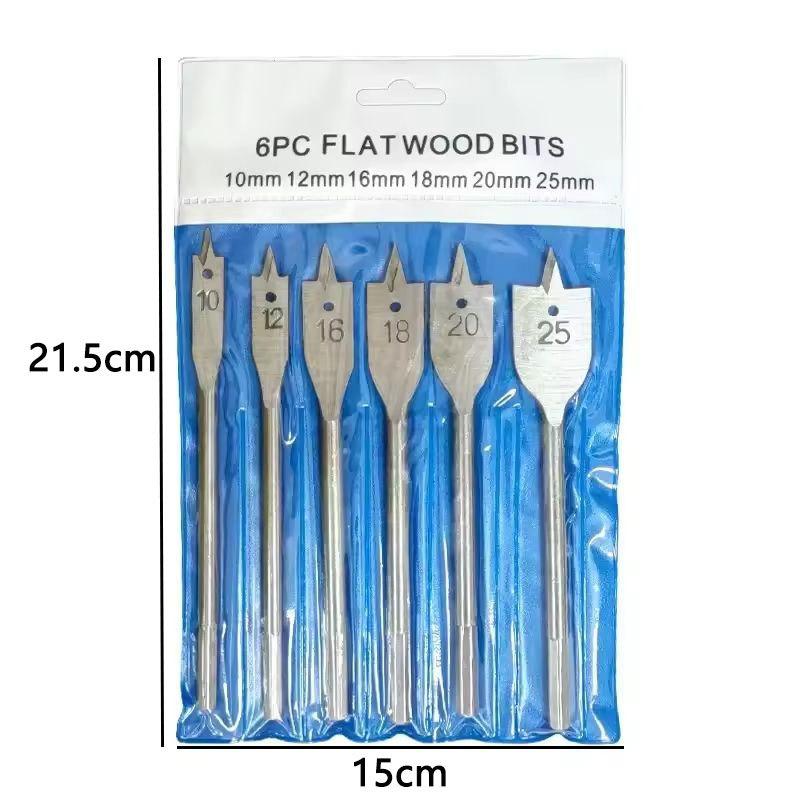 

Набор из 6 сверл по дереву из натурального дерева, трехточечные плоские шестигранные хвостовики, открывалки для отверстий для инструментов для сверления деревянных досок