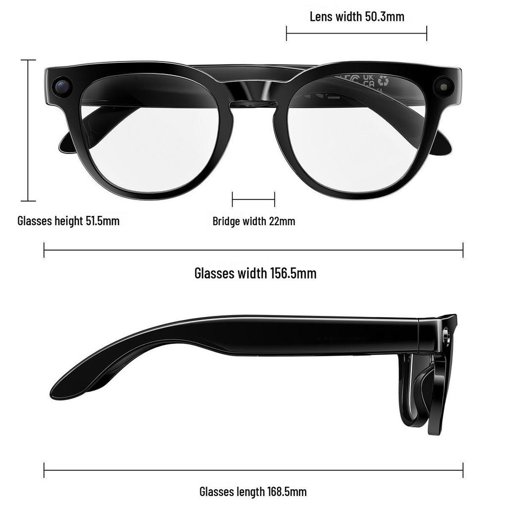MT3 AI Smart Glasses: 8MP Camera for HD Photo/Video, AI Object Recognition