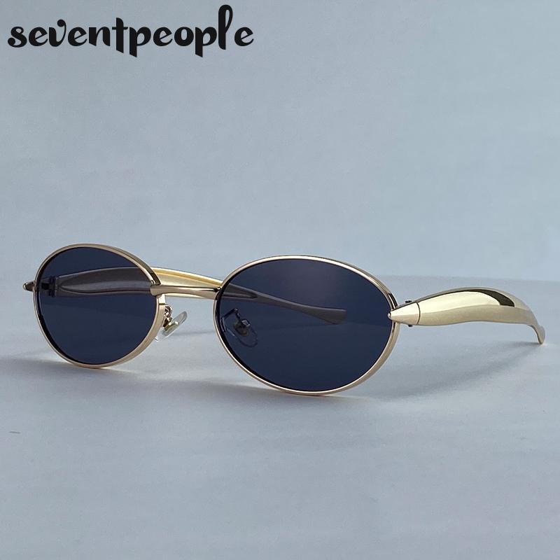 Steampunk Small Frame Oval Sunglasses Women  Luxury Brand Fashion Metal Sun Glasses For Ladies Vintage Driving Shades UV400