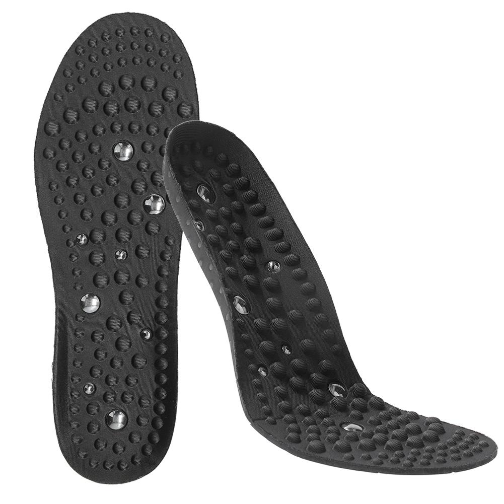 Foot Magnetic Therapy Massage Insoles Breathable Shoe Foot Pain Relief Massage Insoles(L 45‑47 Black)
