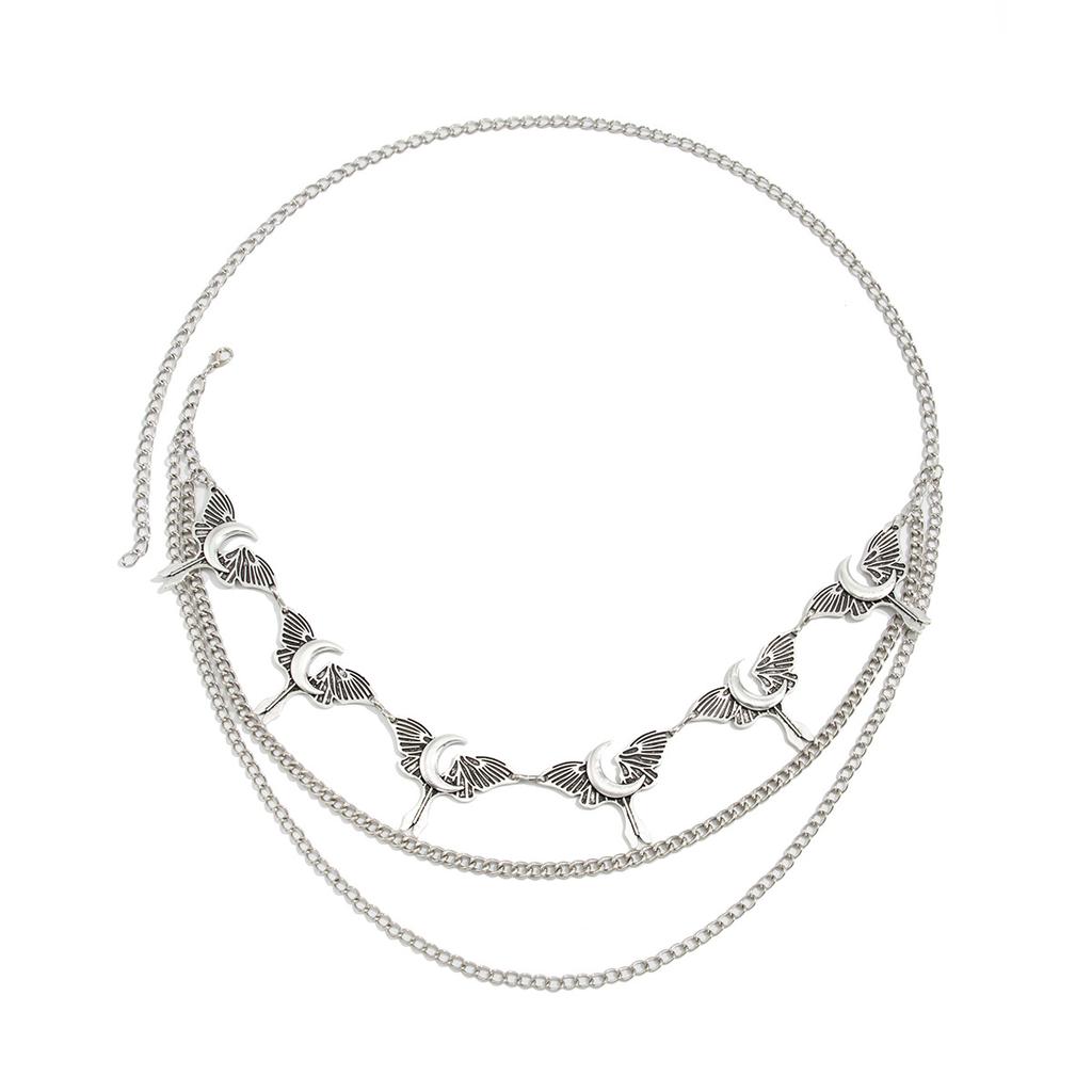 Creative Halloween Spider Web Bat Pendant Waist Chain, Sexy Wind Multi-Layer Chain Body Chain
