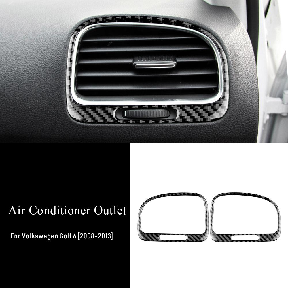 Real Soft Carbon Fiber Sticker for Volkswagen VW Golf 6 MK6 GTI R 2008-2013 Car Air Conditioner Outlet Panel Trim Accessories