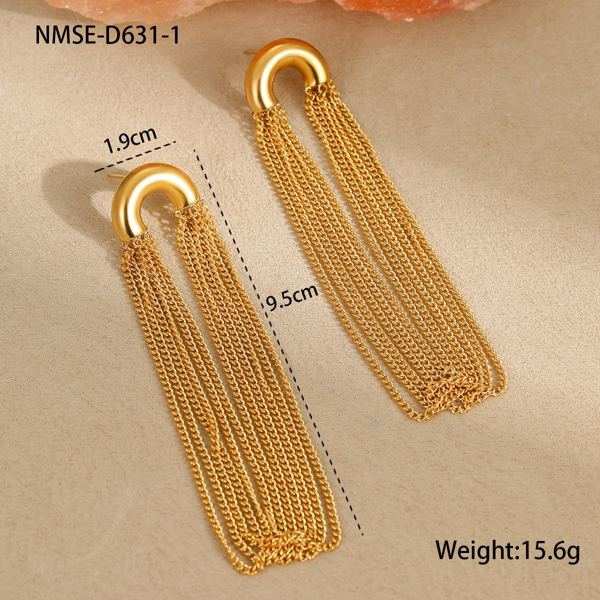 GEMCHIC Women s Curved Chain Long Tassel Earrings C-Shape Stainless Steel Elegant Earrings