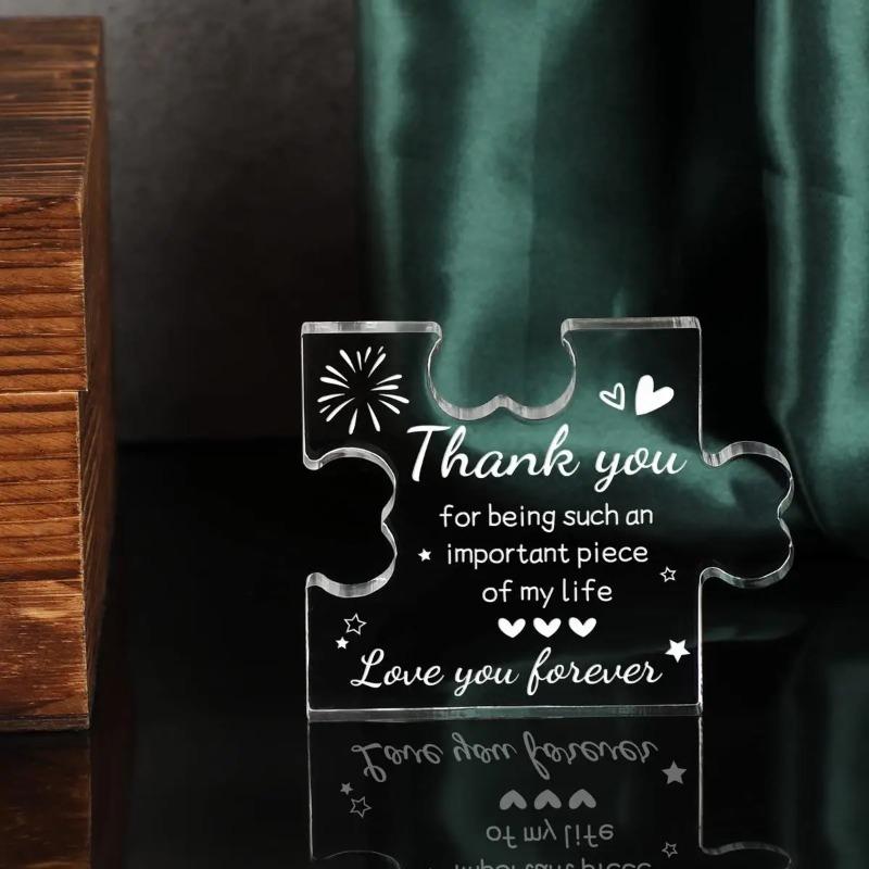 2D Flat Acrylic Puzzle Thank-you Gift Desktop Decoration Plaque, Home Decor Plaque Hanging Wall Art Decorative Garden Decoration for Room Door Signs H
