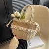 Yogodlns Women Straw Woven Bag Straw Tote Bag Large Capacity Weaving Shoulder Purse with Lace Woven Shopping HandBag Summer Beach Clutch
