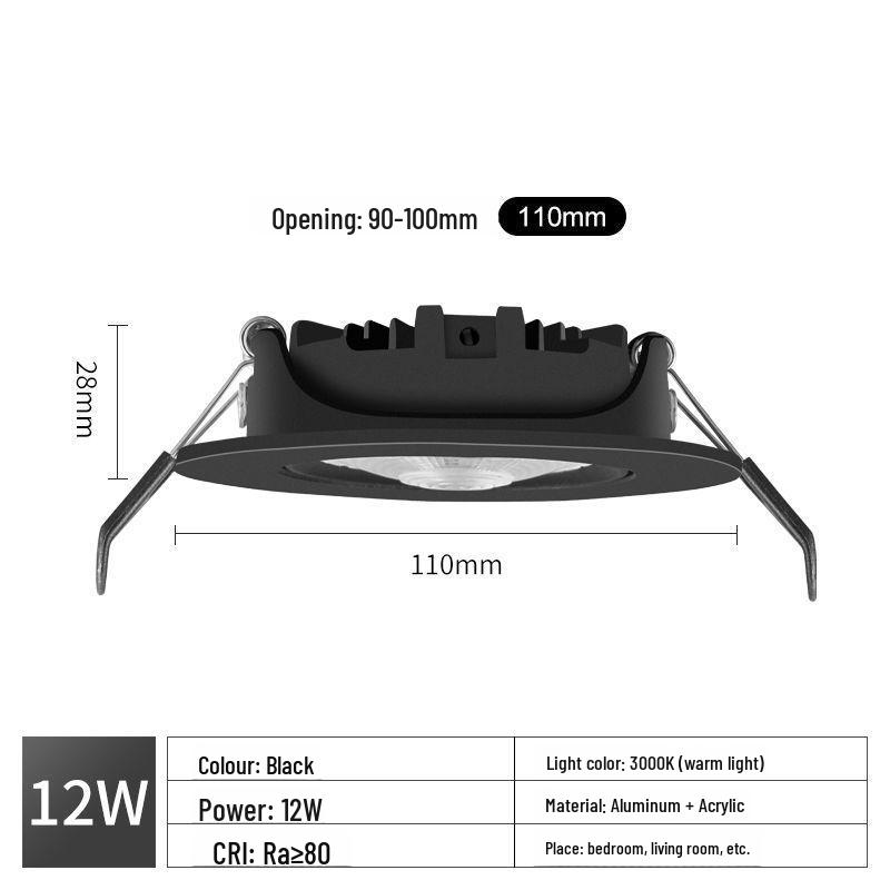 

Ультратонкий светодиодный потолочный точечный светильник: Толщина 2 см, отверстие 7 см, высокая яркость для гостиных и коридоров Ultra-thin 2CM
