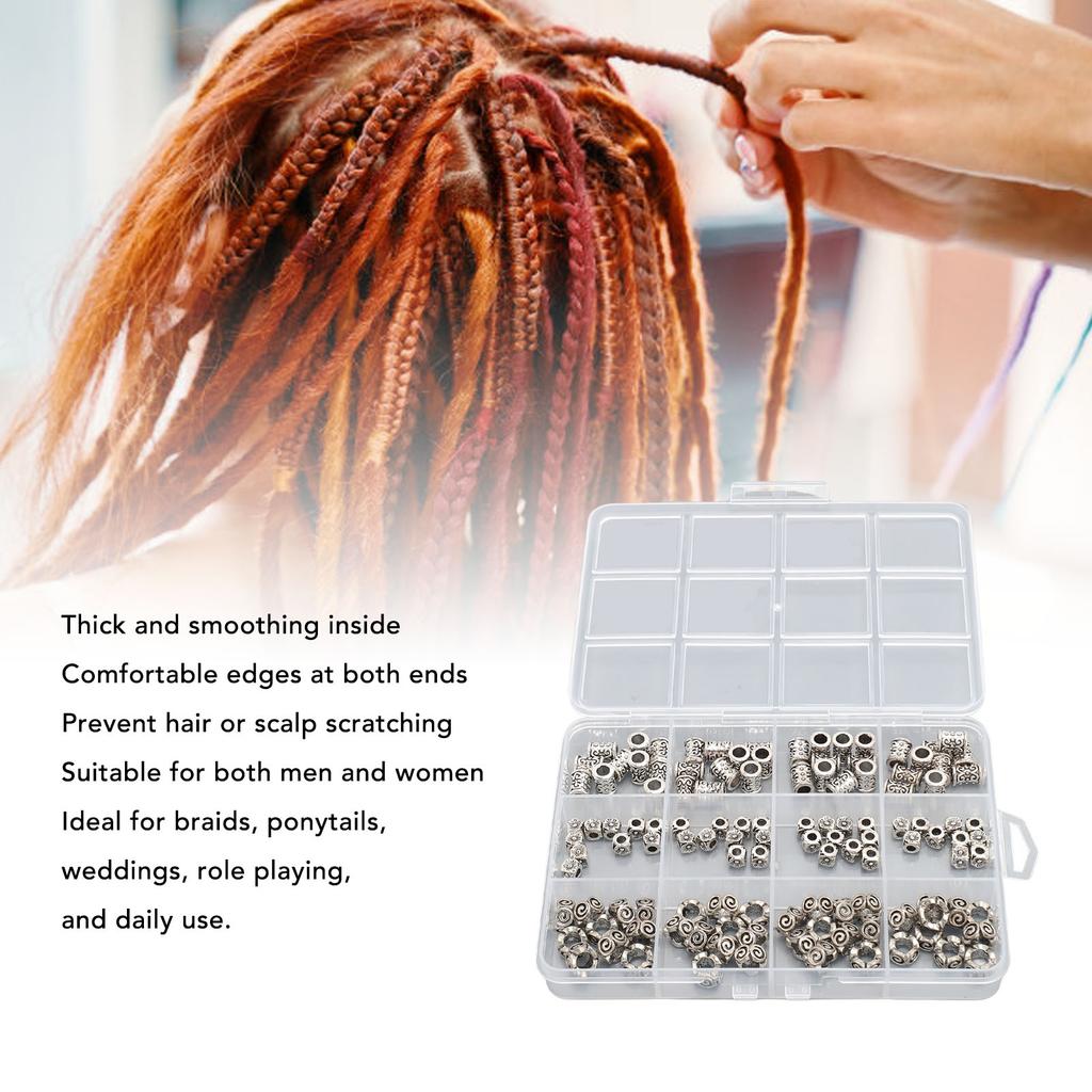 120pcs Dreadlocks Beads Vintage Hair Braid Rings Alloy Cuffs Braiding Hair Accessories for Jewelry Making