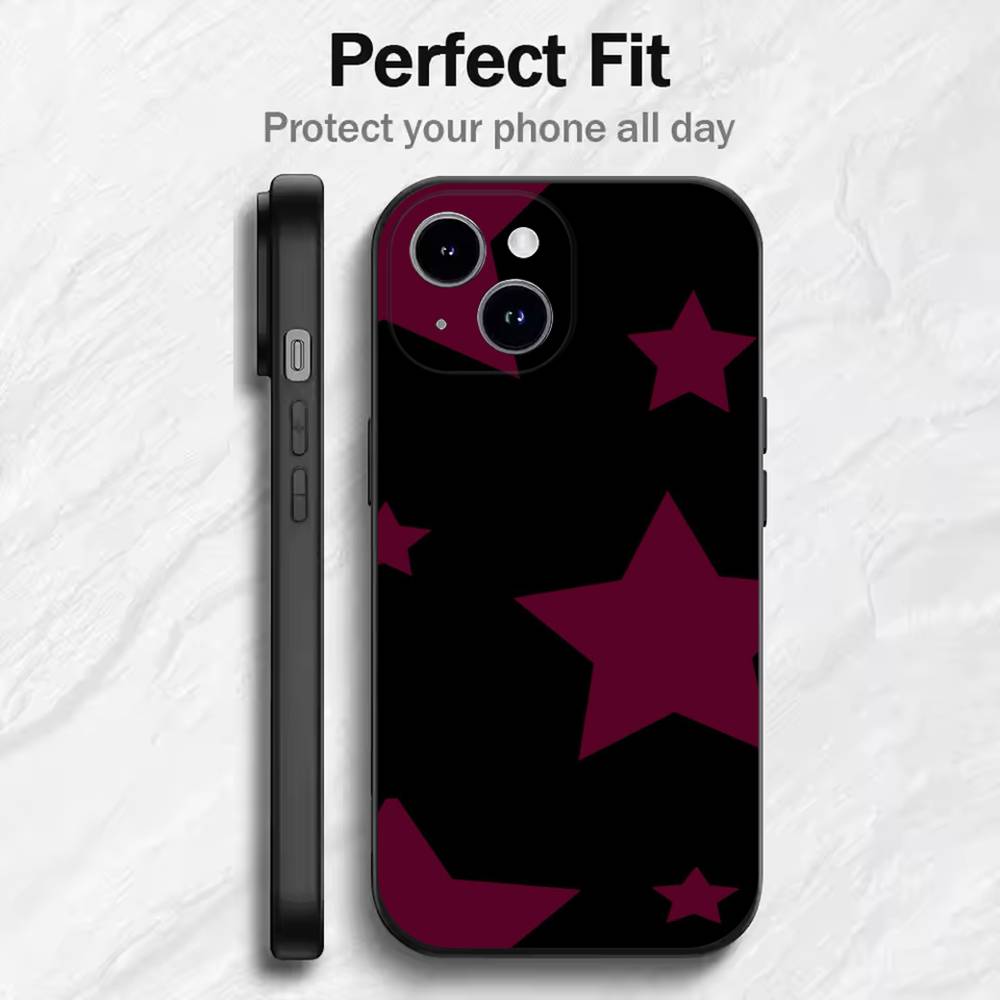 

Fashion Vintage Large Stars Phone Case For 17 16 15 14 13 12 11 Mini XS XR X 6S 6 Pro Max Plus Black Soft Cover iPhone11PROMAX