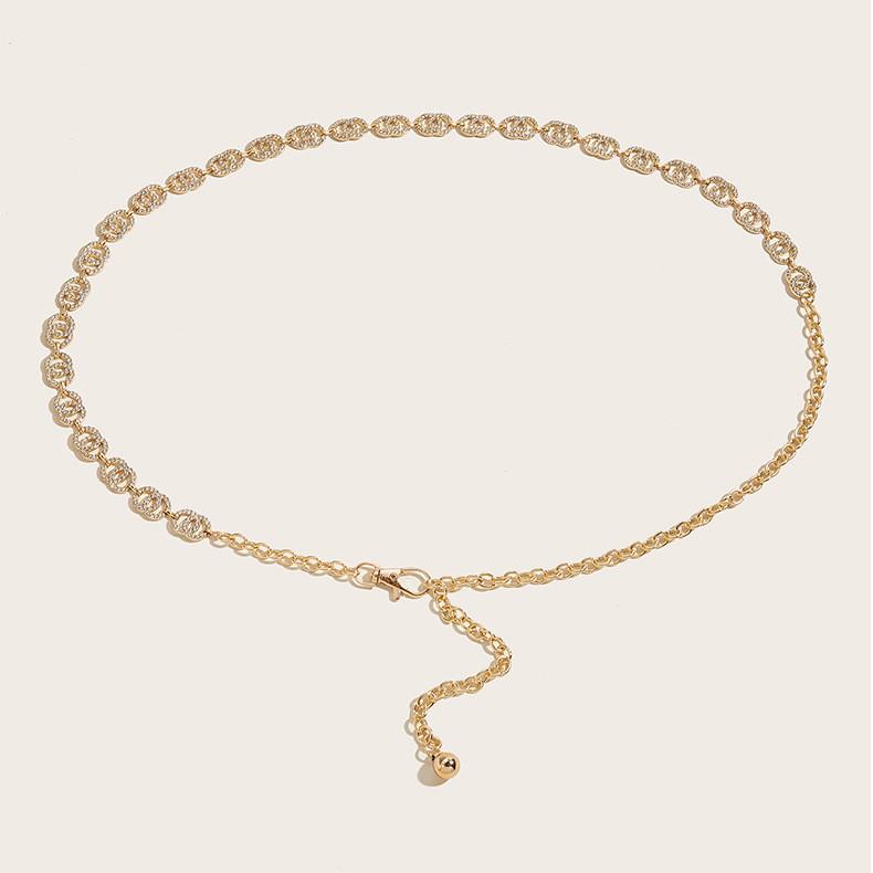Rhinestone Double Fine Circle Shape Waist Chain Dress Waist Decoration Cinching
