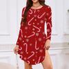 Women's Long-sleeved T-shirt Dress With Round Neck, Knee-length, Loose Fit, Casual And Pockets