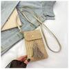 Long Tassel Straw Woven Handbag Handmade Woven Beach Bag Casual Crossbody Bucket Bag  Female
