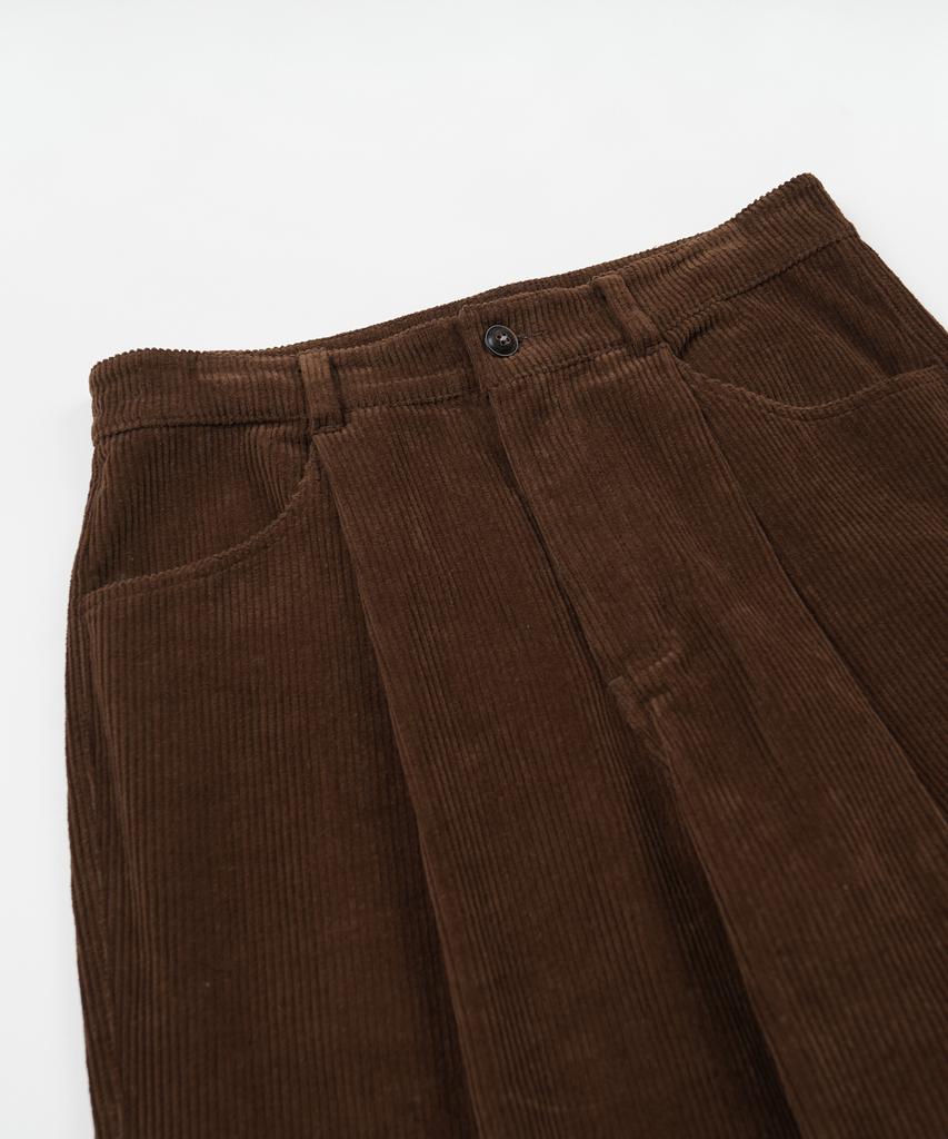 FRIZMWORKS Cord-Weite Hose mit einer Falte _ Braun